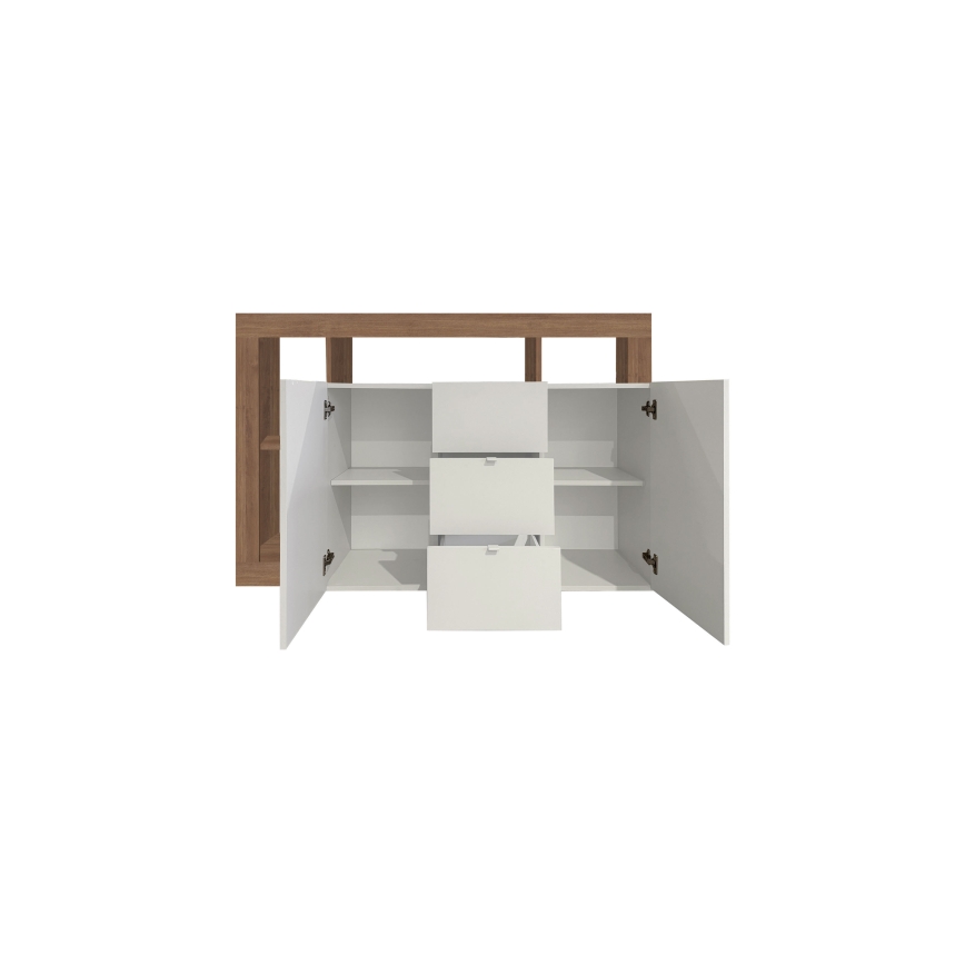Komoda LENOR 146x93x42 cm bílá/dub