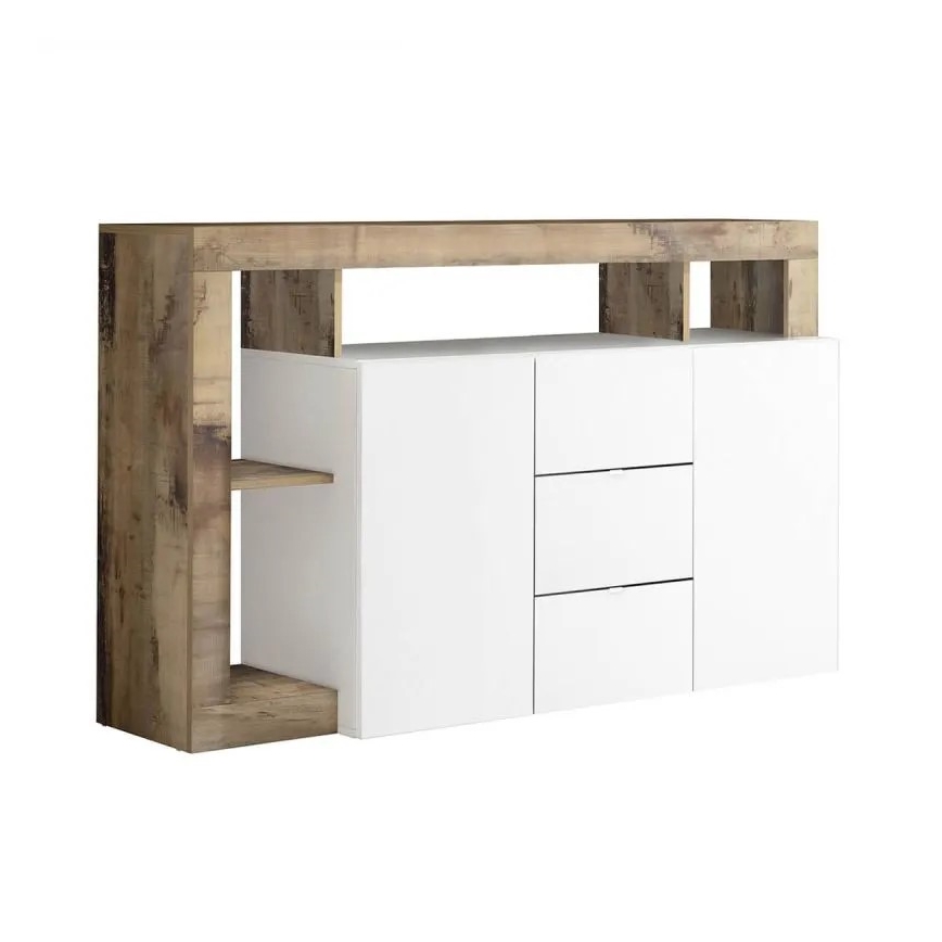 Komoda LENOR 146x93x42 cm bílá/javor