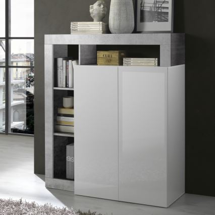 Komoda LENOR 146x93x42 cm bílá/šedá beton