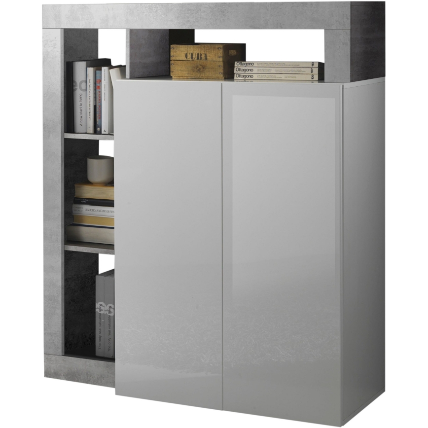 Komoda LENOR 146x93x42 cm bílá/šedá beton