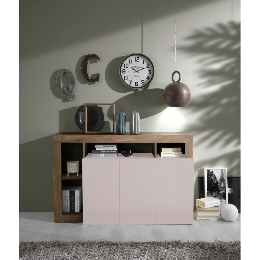 Komoda LENOR 146x93x42 cm kašmír/dub