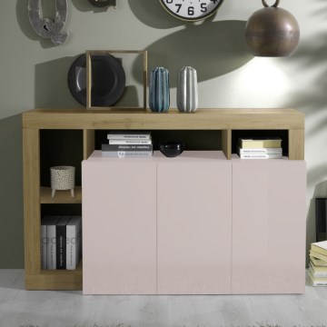 Komoda LENOR 146x93x42 cm kašmír/světlý dub