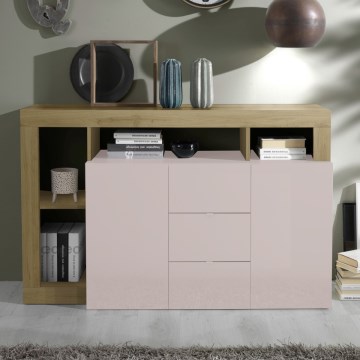 Komoda LENOR 146x93x42 cm kašmír/světlý dub