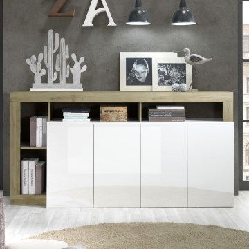 Komoda LENOR 184x93x42 cm bílá/světlý dub