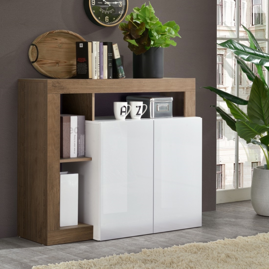 Komoda LENOR bílá/dub