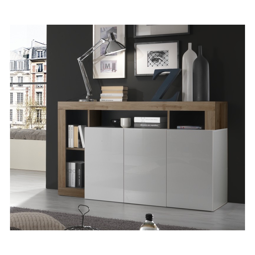 Komoda LENOR bílá/dub