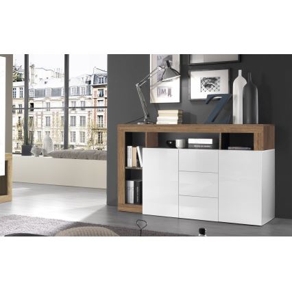 Komoda LENOR bílá/dub