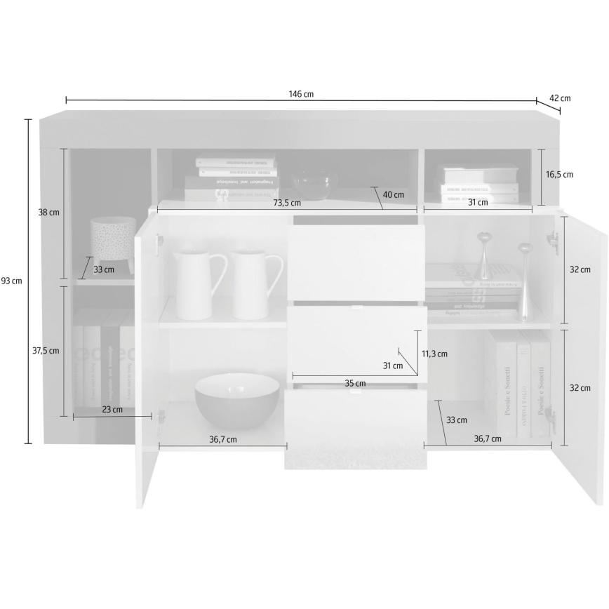 Komoda LENOR bílá/dub