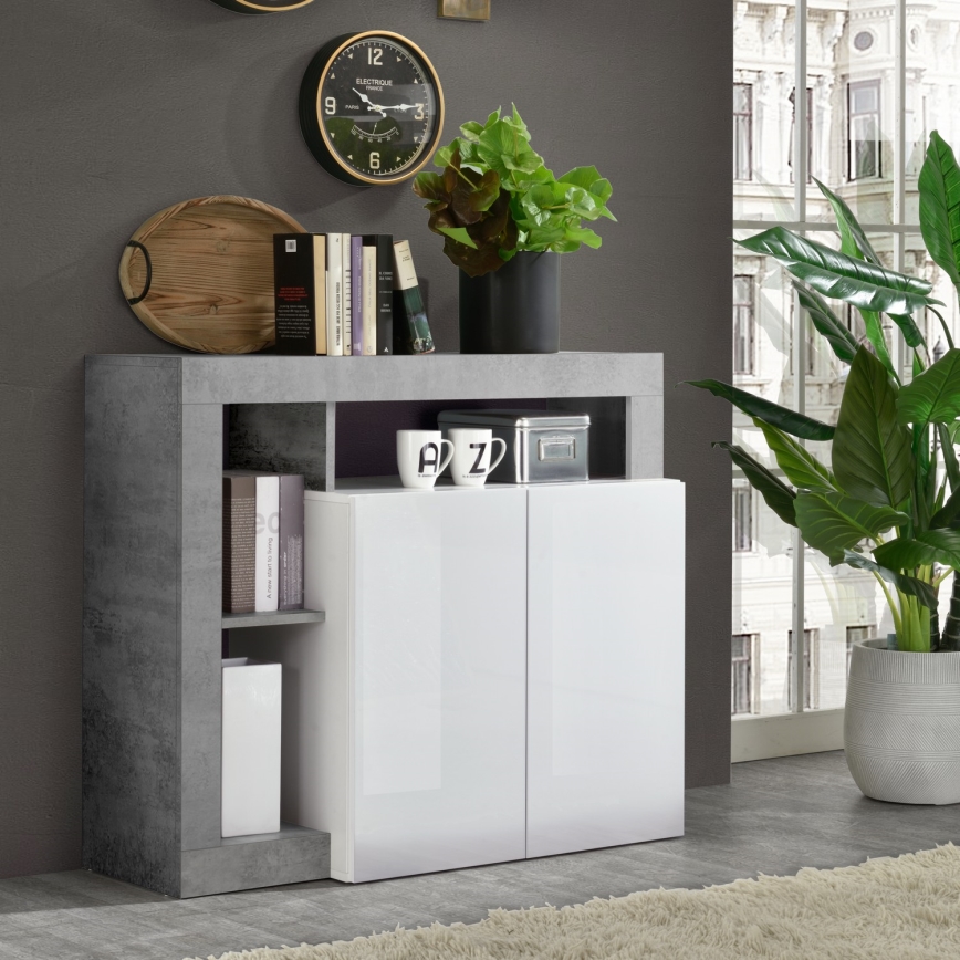 Komoda LENOR bílá/šedá beton