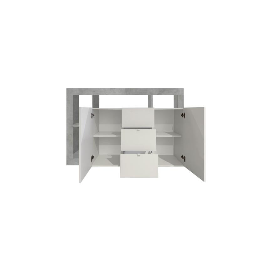 Komoda LENOR bílá/šedá beton