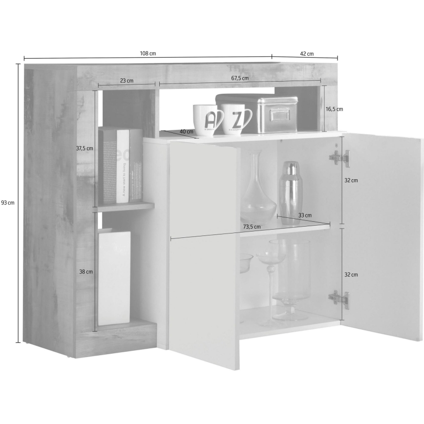 Komoda LENOR bílá/světlý dub