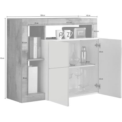 Komoda LENOR kašmír/světlý dub