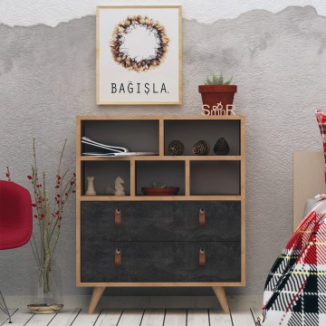 Komoda MARCO 70x86x40 cm antracit/hnědá