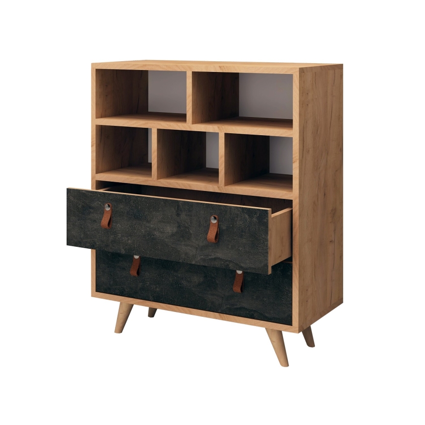 Komoda MARCO 70x86x40 cm antracit/hnědá