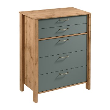 Komoda MENTA 90x108x47 cm dub wotan/zelená
