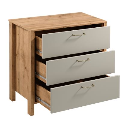 Komoda MENTA 90x81x47 cm dub wotan/šedá