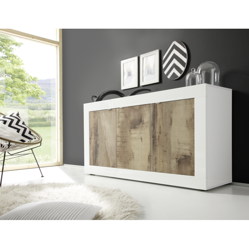 Komoda NERILA 160x86x43 cm bílá/javor