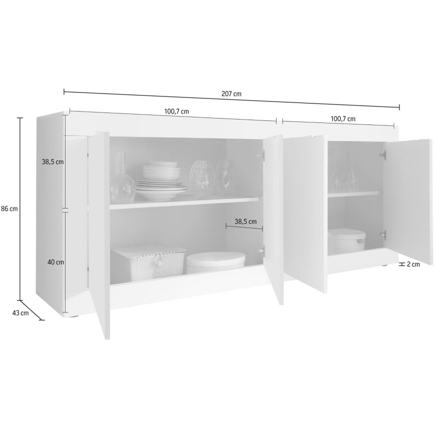 Komoda NERILA 207x86x43 cm bílá