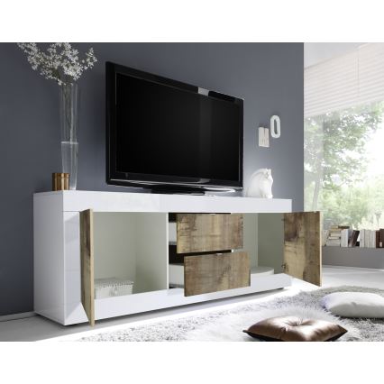 Komoda NERILA 210x66x43 cm bílá/javor