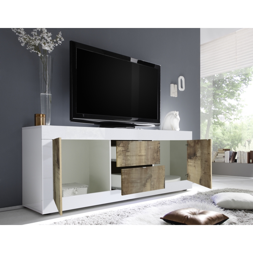 Komoda NERILA 210x66x43 cm bílá/javor