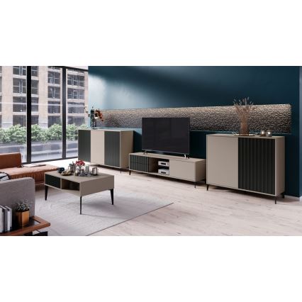 Komoda RONJA 182x102x43 cm taupe/černá
