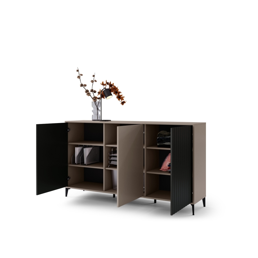 Komoda RONJA 182x102x43 cm taupe/černá