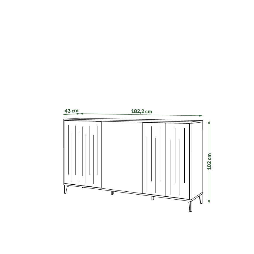 Komoda RONJA 182x102x43 cm taupe/černá