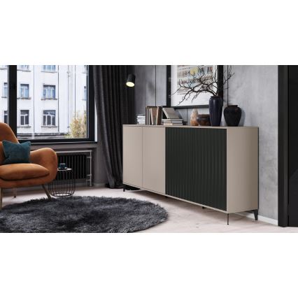 Komoda RONJA 242x102x43 cm taupe/černá
