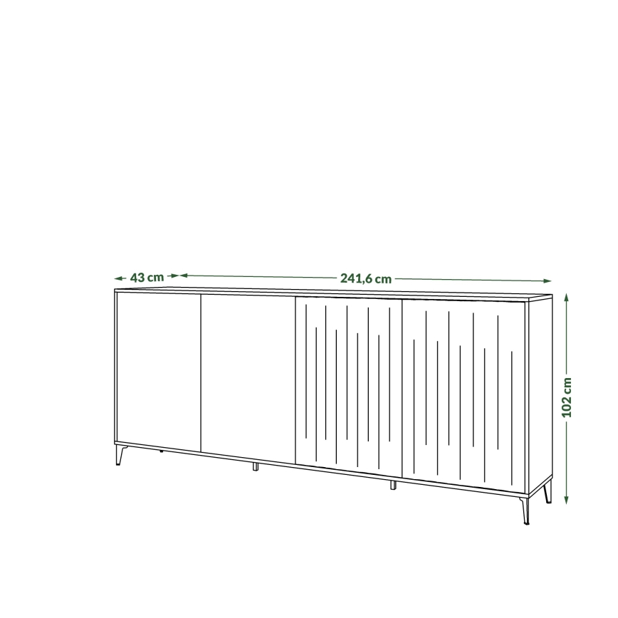 Komoda RONJA 242x102x43 cm taupe/černá