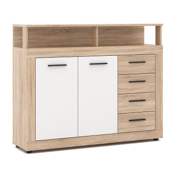 Komoda RUNA 120x97x32 cm dub sonoma/bílá