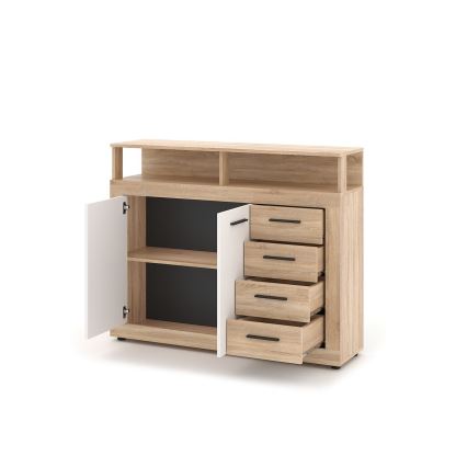 Komoda RUNA 120x97x32 cm dub sonoma/bílá