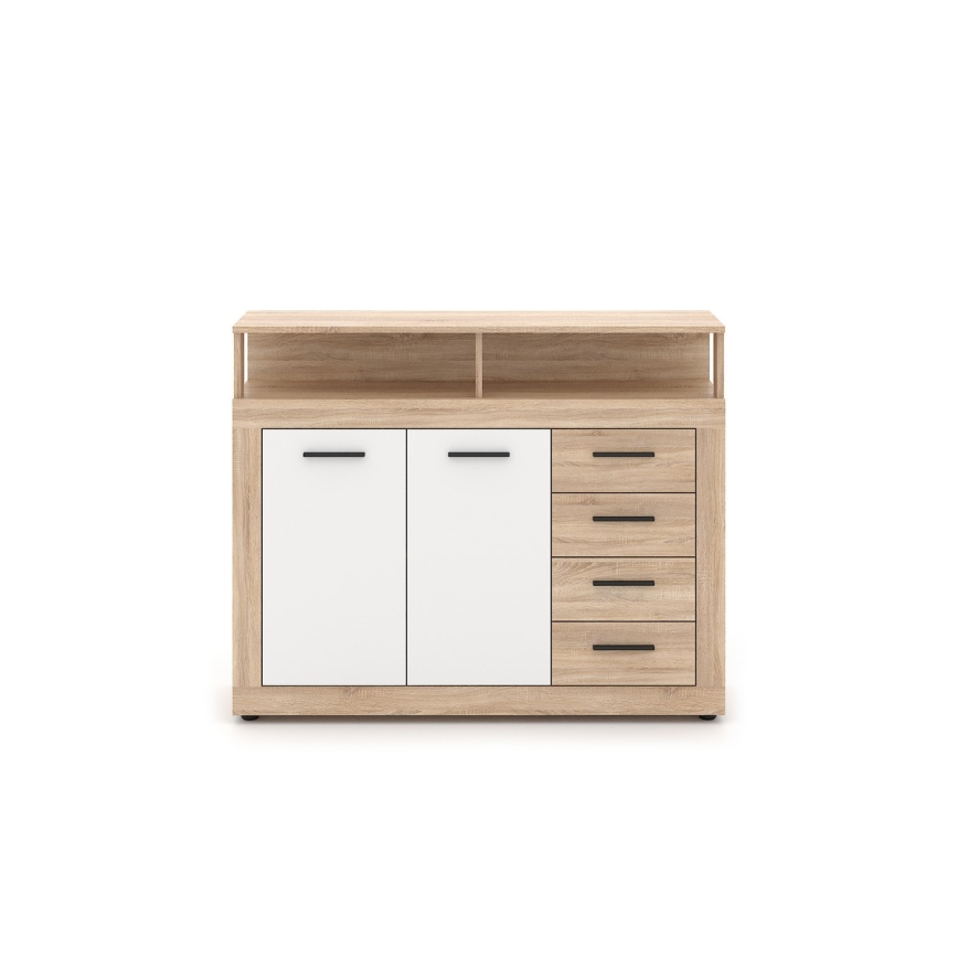 Komoda RUNA 120x97x32 cm dub sonoma/bílá