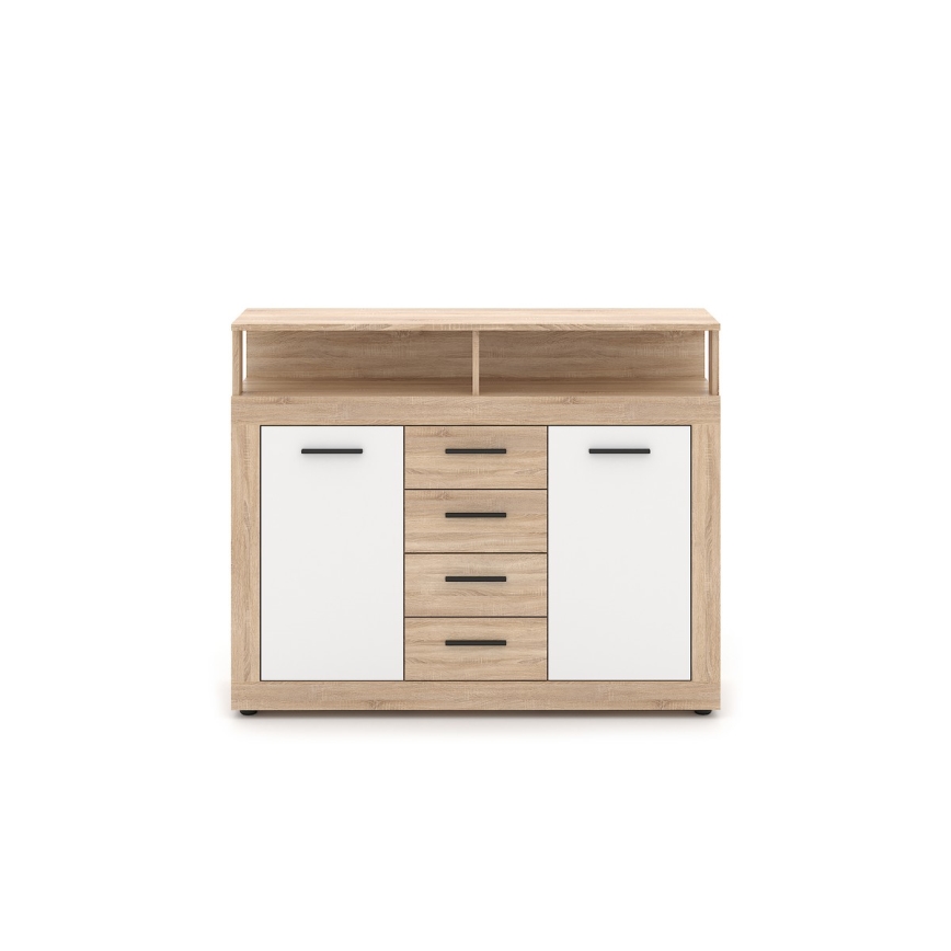 Komoda RUNA 120x97x32 cm dub sonoma/bílá