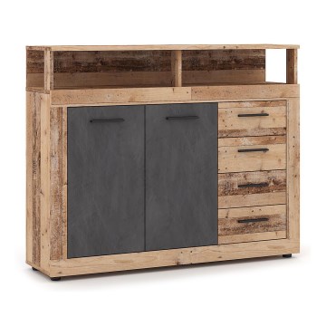 Komoda RUNA 120x97x32 cm světle hnědá/antracit