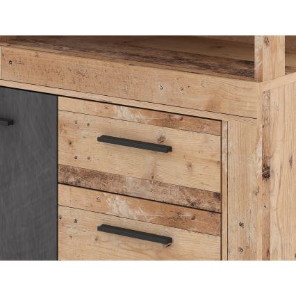 Komoda RUNA 120x97x32 cm světle hnědá/antracit