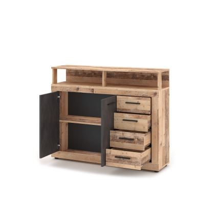 Komoda RUNA 120x97x32 cm světle hnědá/antracit