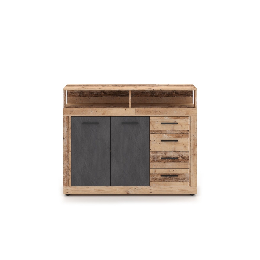 Komoda RUNA 120x97x32 cm světle hnědá/antracit