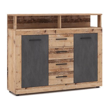 Komoda RUNA 120x97x32 cm světle hnědá/antracit