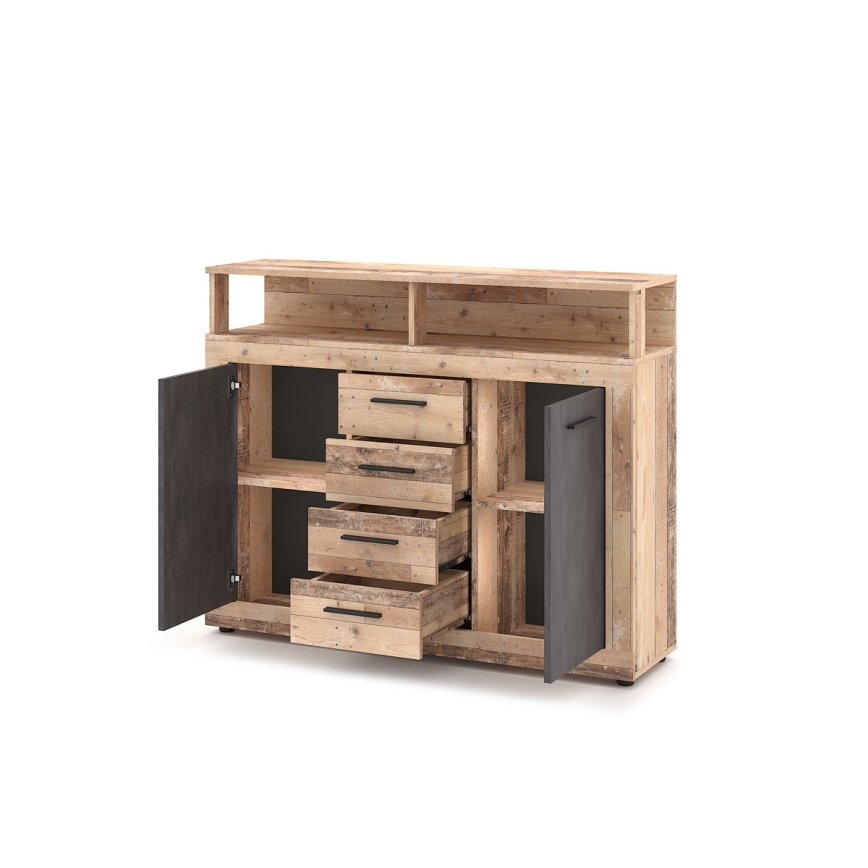 Komoda RUNA 120x97x32 cm světle hnědá/antracit