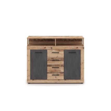 Komoda RUNA 120x97x32 cm světle hnědá/antracit
