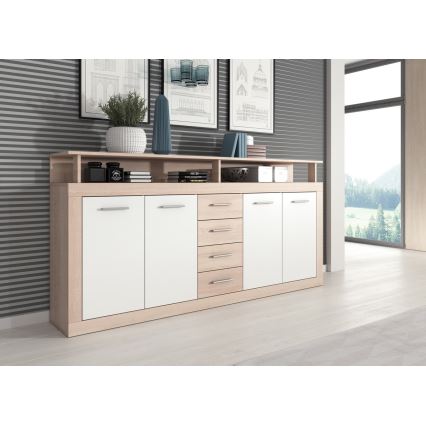 Komoda RUNA 190x96x32 cm dub sonoma/bílá