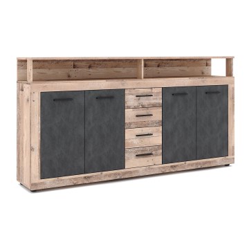 Komoda RUNA 190x96x32 cm světle hnědá/antracit
