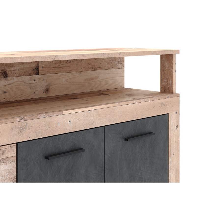 Komoda RUNA 190x96x32 cm světle hnědá/antracit