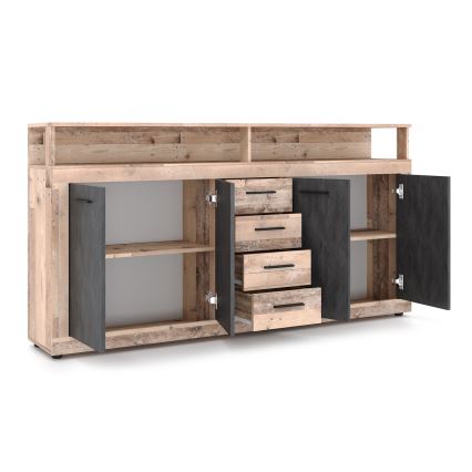 Komoda RUNA 190x96x32 cm světle hnědá/antracit