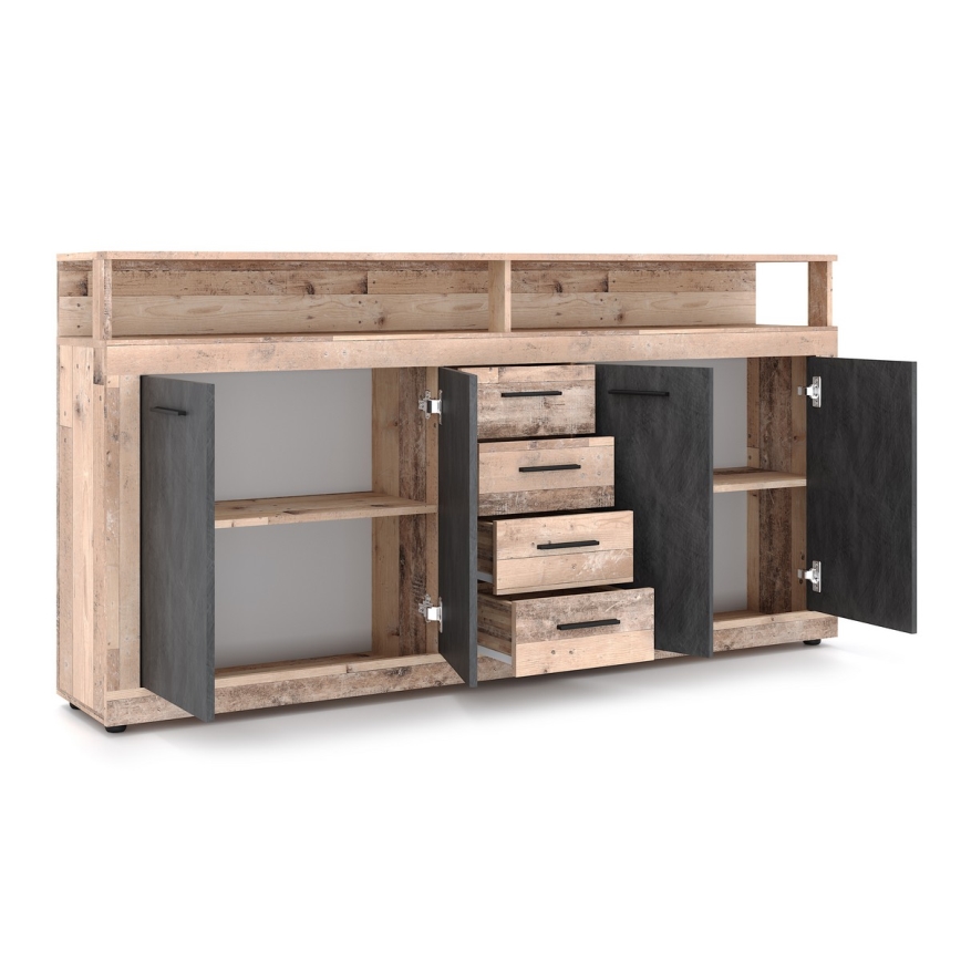 Komoda RUNA 190x96x32 cm světle hnědá/antracit