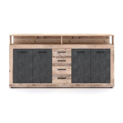 Komoda RUNA 190x96x32 cm světle hnědá/antracit