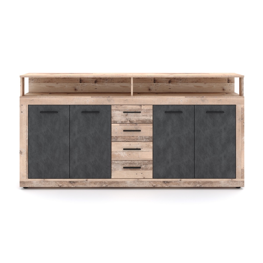 Komoda RUNA 190x96x32 cm světle hnědá/antracit