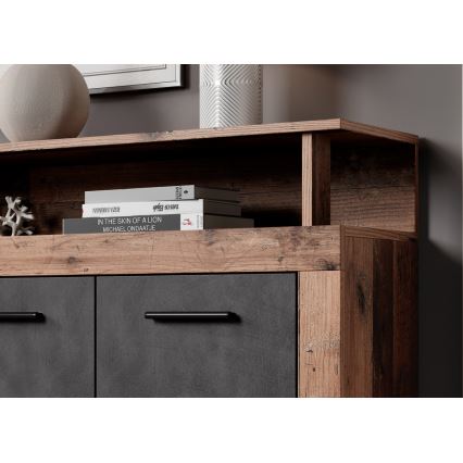 Komoda RUNA 190x96x32 cm tmavě hnědá/antracit