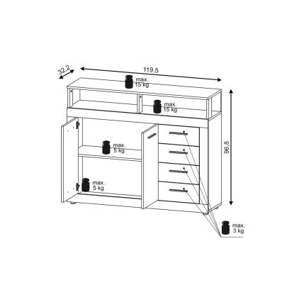 Komoda RUNA dub sonoma/bílá