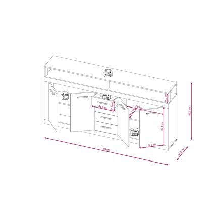 Komoda RUNA světle hnědá/antracit